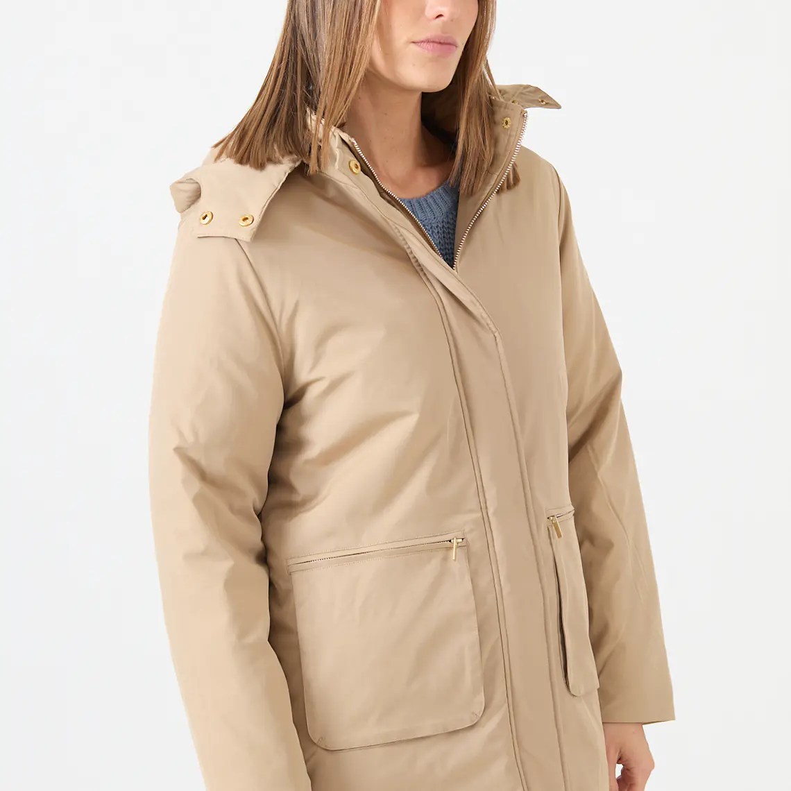 PARKA BEIGE CUELLO CON GORRO (TALLA M a XL) 4