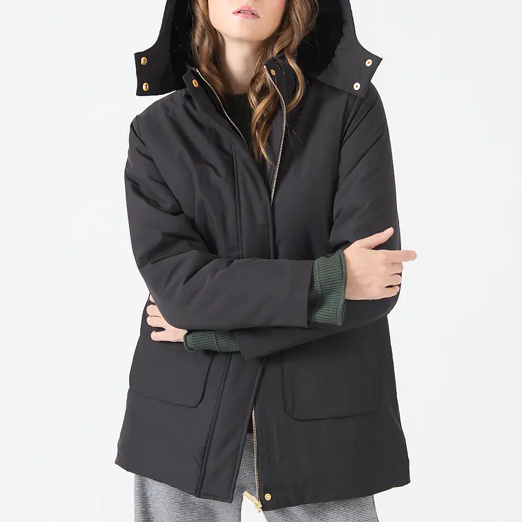 PARKA NEGRO CUELLO CON GORRO (TALLA S a XL) 1