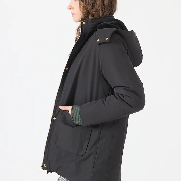 PARKA NEGRO CUELLO CON GORRO (TALLA S a XL) 4