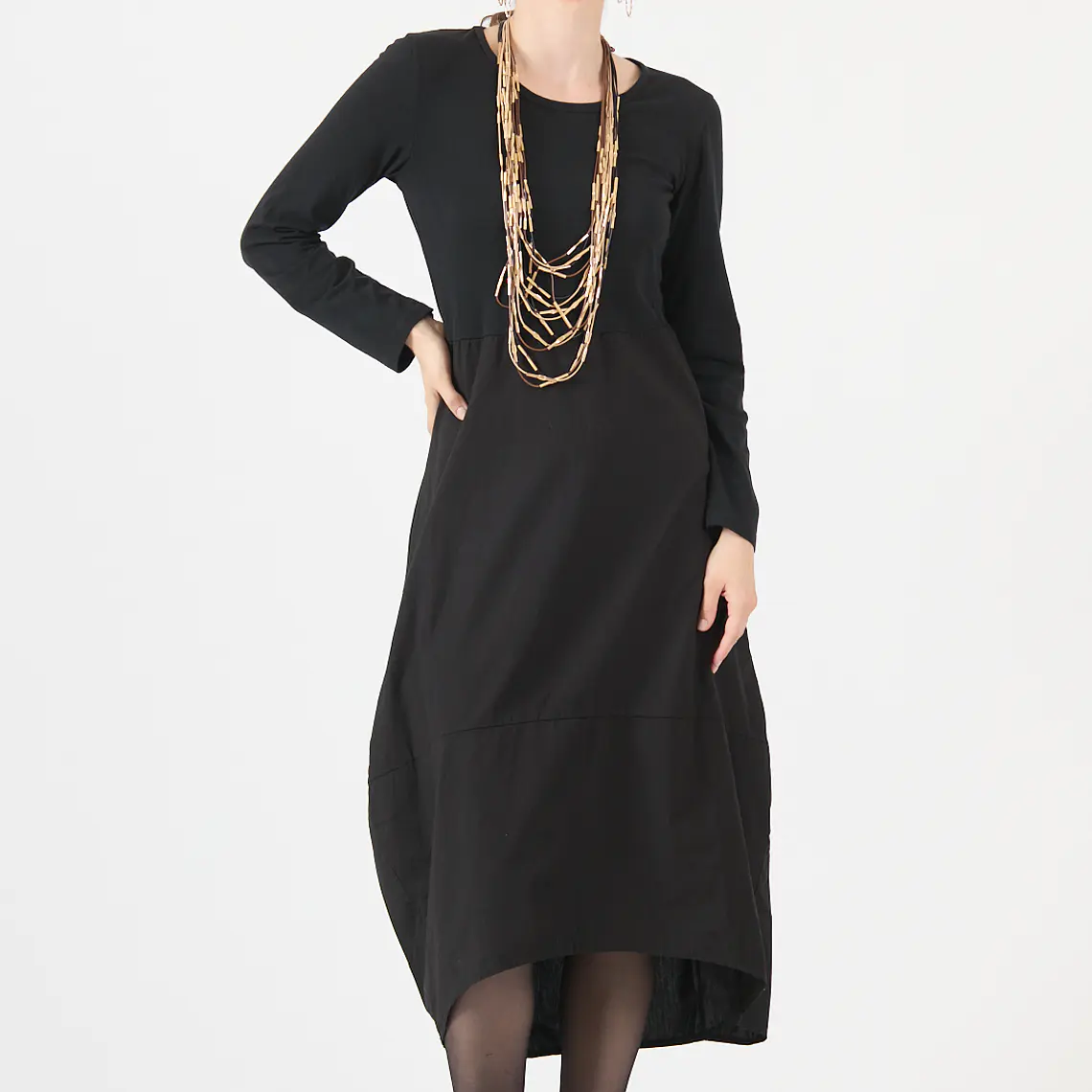 VESTIDO CUELLO REDONDO NEGRO (TALLA S a XL) 2