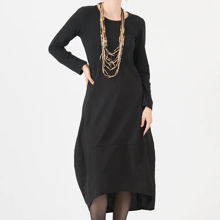 VESTIDO CUELLO REDONDO NEGRO (TALLA S a XL) 2