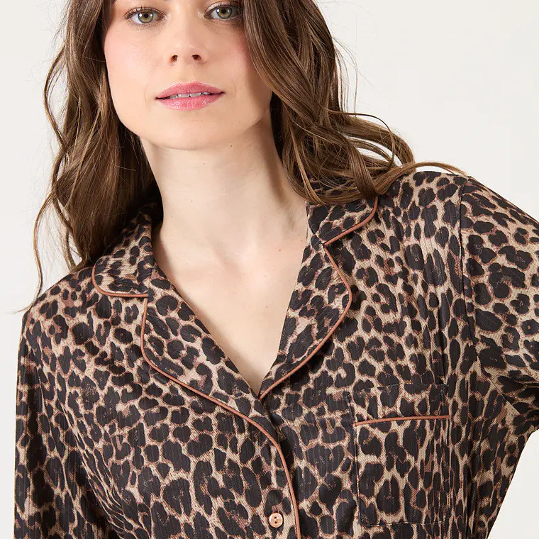PIJAMA ESTAMPADO CAFÉ (TALLA L) 3