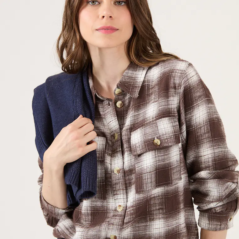 BLUSA CUADRILLE CAFÉ (TALLA S a XL) 2
