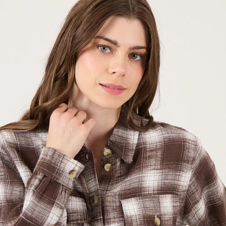BLUSA CUADRILLE CAFÉ (TALLA S a XL) 3