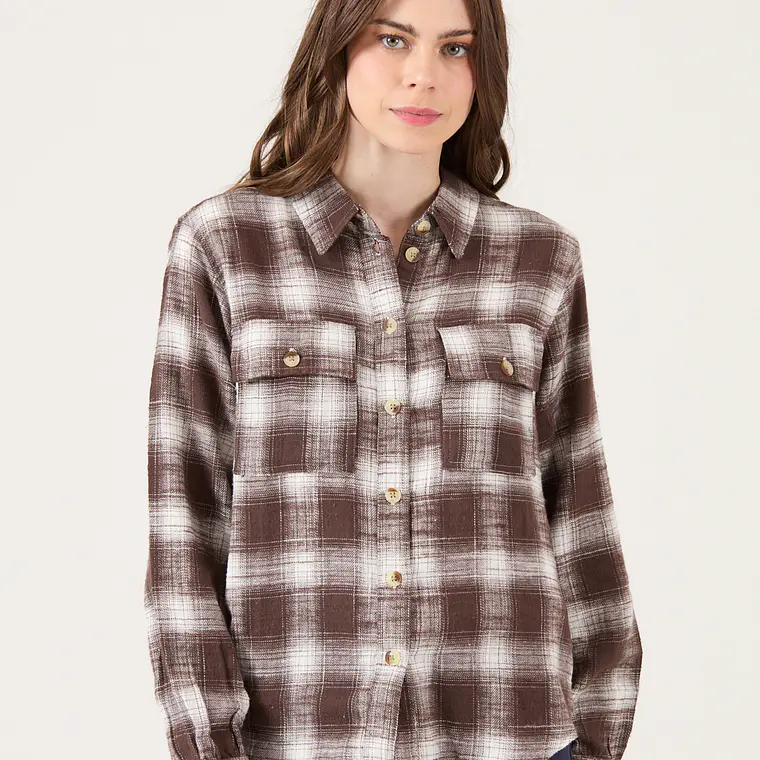 BLUSA CUADRILLE CAFÉ (TALLA S a XL) 1