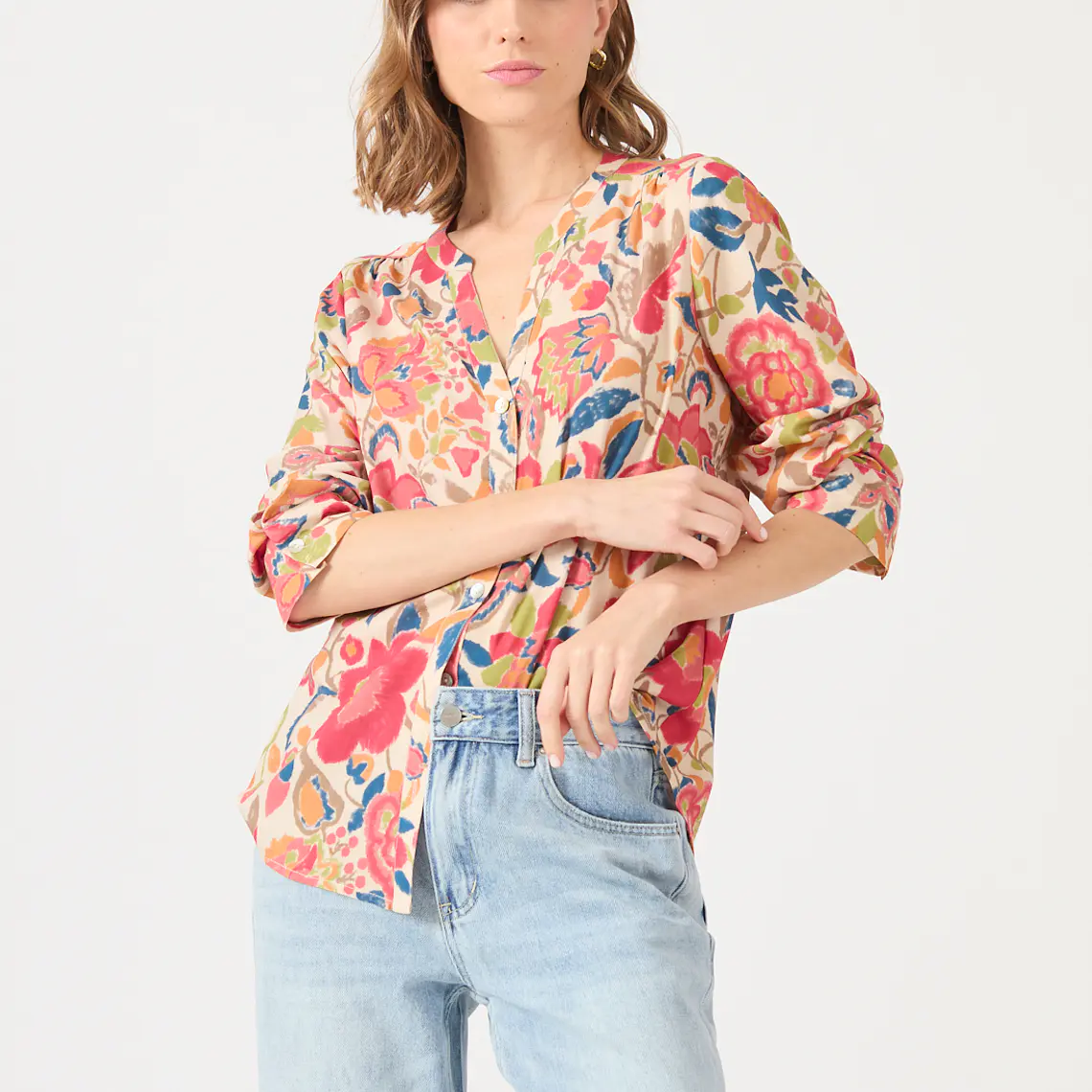 BLUSA ESTAMPADA ROSA (TALLA S) 2