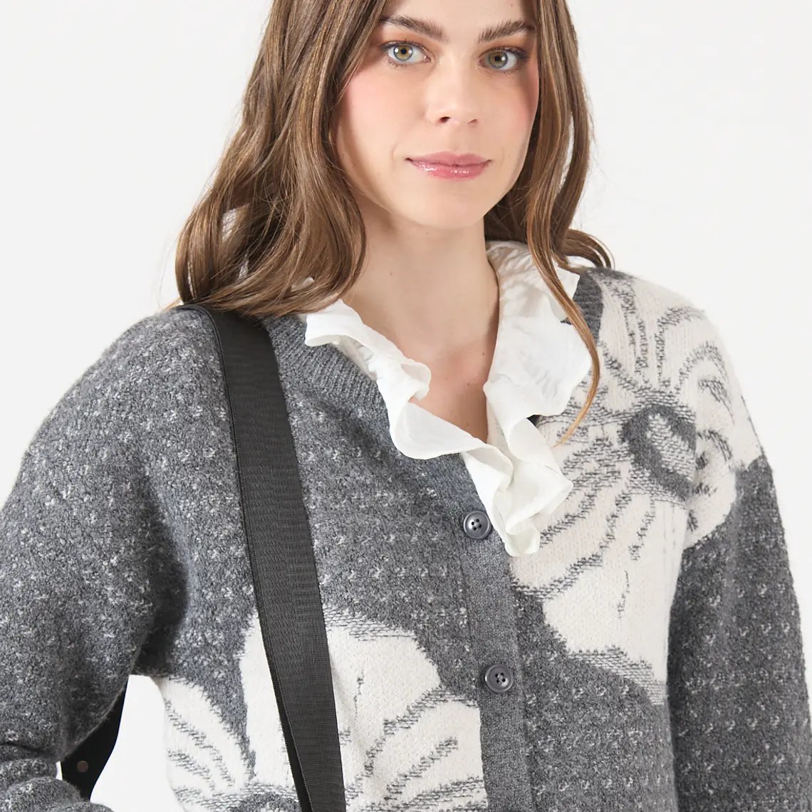TEJIDO GRIS CON FLORES  (TALLA L y XL) 2