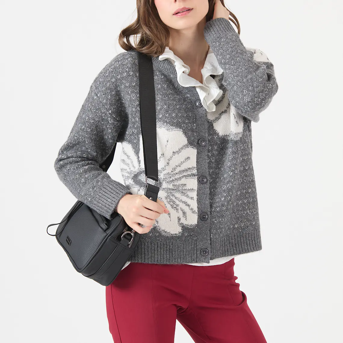 TEJIDO GRIS CON FLORES  (TALLA L y XL) 3