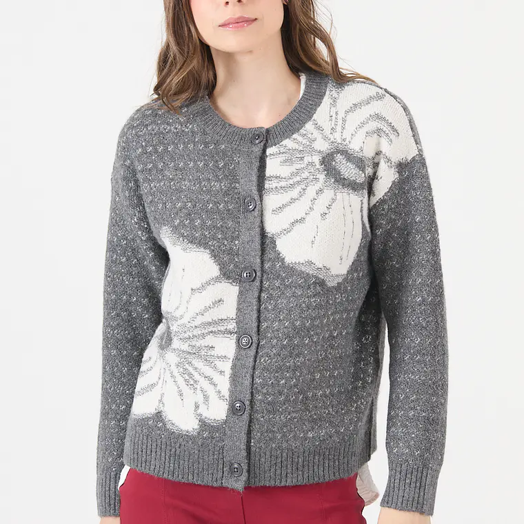TEJIDO GRIS CON FLORES  (TALLA L y XL) 1