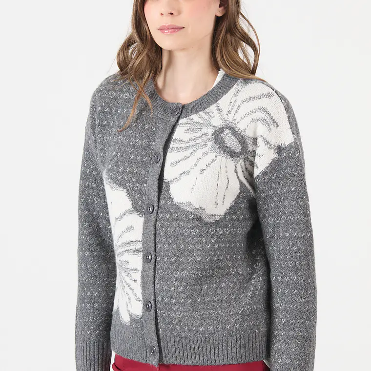 TEJIDO GRIS CON FLORES  (TALLA L y XL) 4