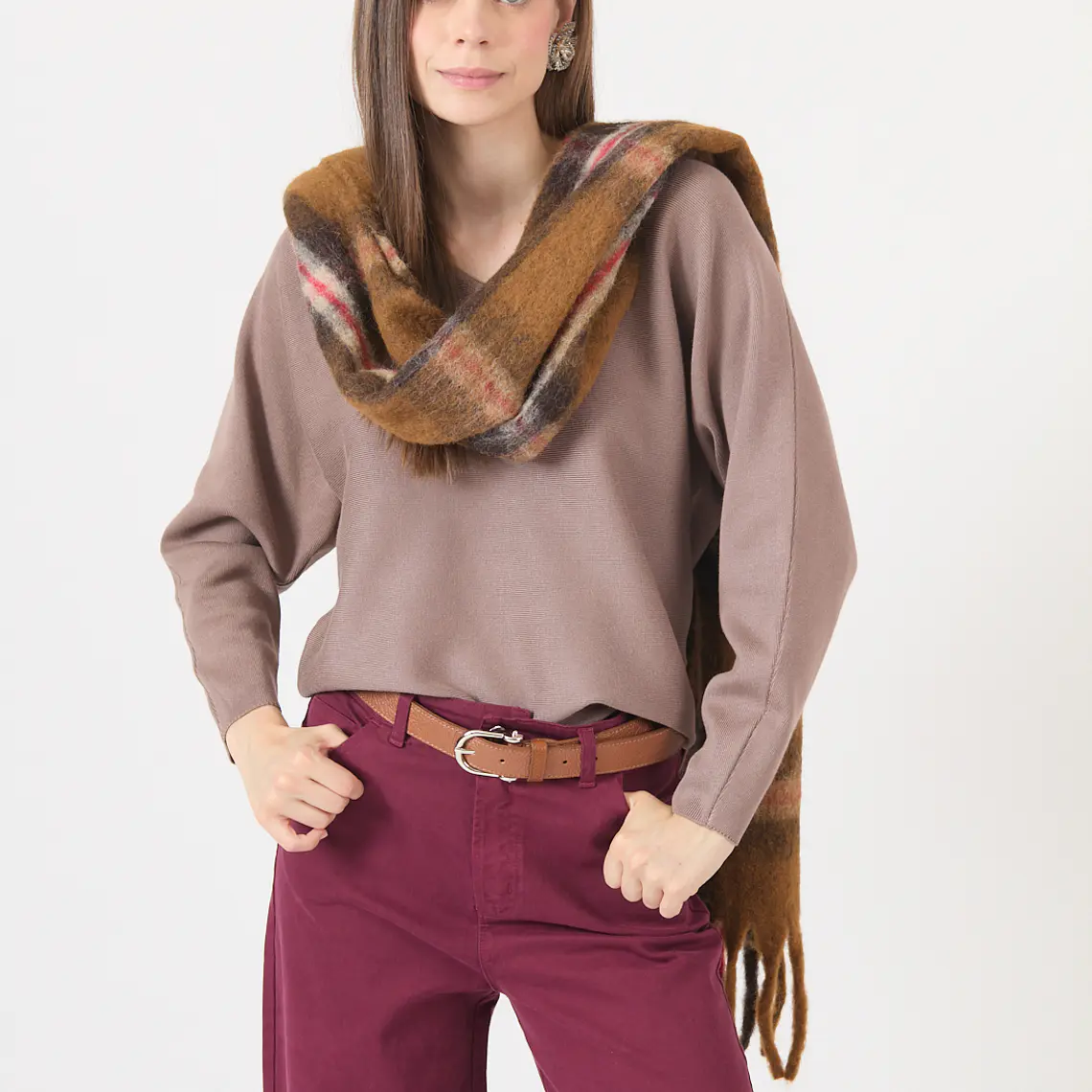 TEJIDO CAFÉ CUELLO V (TALLA M) 3