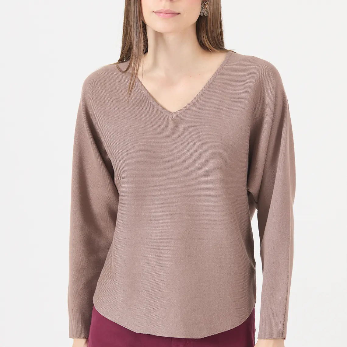 TEJIDO CAFÉ CUELLO V (TALLA M) 1