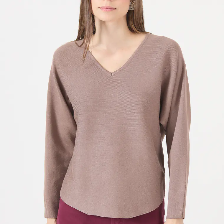 TEJIDO CAFÉ CUELLO V (TALLA M) 1