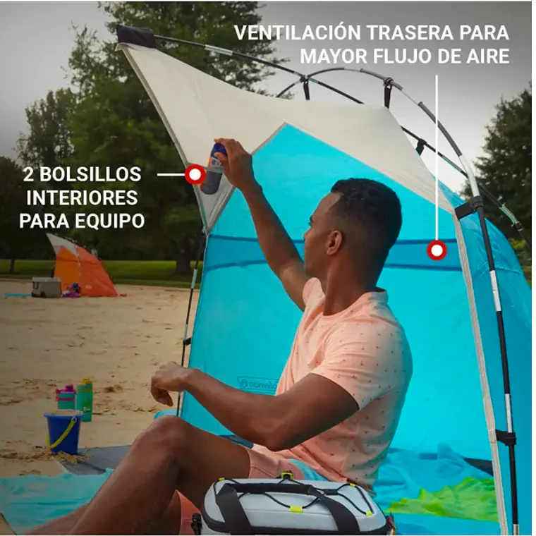 CARPA DE PLAYA COLEMAN SKYSHADE CON SOMBRILLA COMPACTA COLOR AZUL (167.64 x 167.64 x 103.63 cm) 6