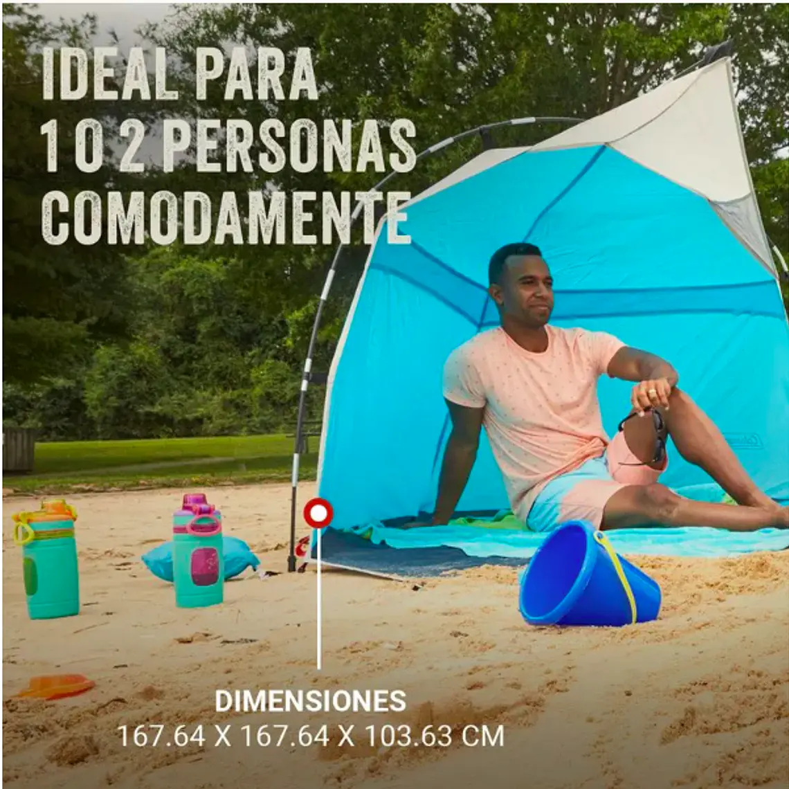 CARPA DE PLAYA COLEMAN SKYSHADE CON SOMBRILLA COMPACTA COLOR AZUL (167.64 x 167.64 x 103.63 cm) 7
