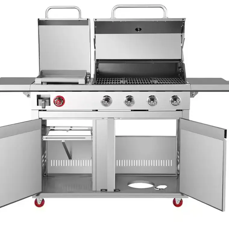 PARRILLA A GAS 4 QUEMADORES + PLANCHA ACERO INOXIDABLE DYNAGLO (70 X 185 X 129 cm) 3