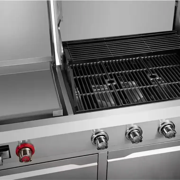 PARRILLA A GAS 4 QUEMADORES + PLANCHA ACERO INOXIDABLE DYNAGLO (70 X 185 X 129 cm) 7
