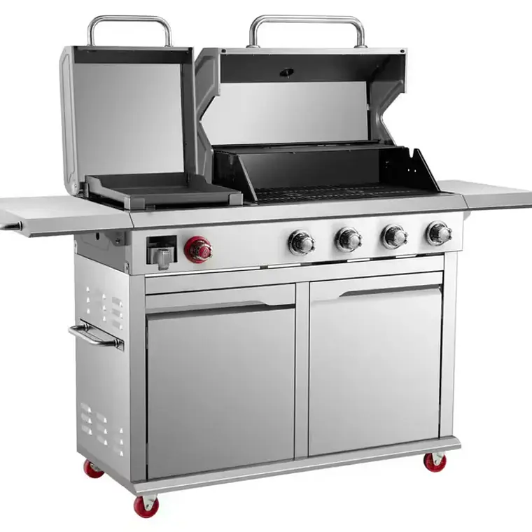 PARRILLA A GAS 4 QUEMADORES + PLANCHA ACERO INOXIDABLE DYNAGLO (70 X 185 X 129 cm) 2