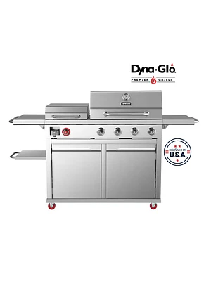 PARRILLA A GAS 4 QUEMADORES + PLANCHA ACERO INOXIDABLE DYNAGLO (70 X 185 X 129 cm)
