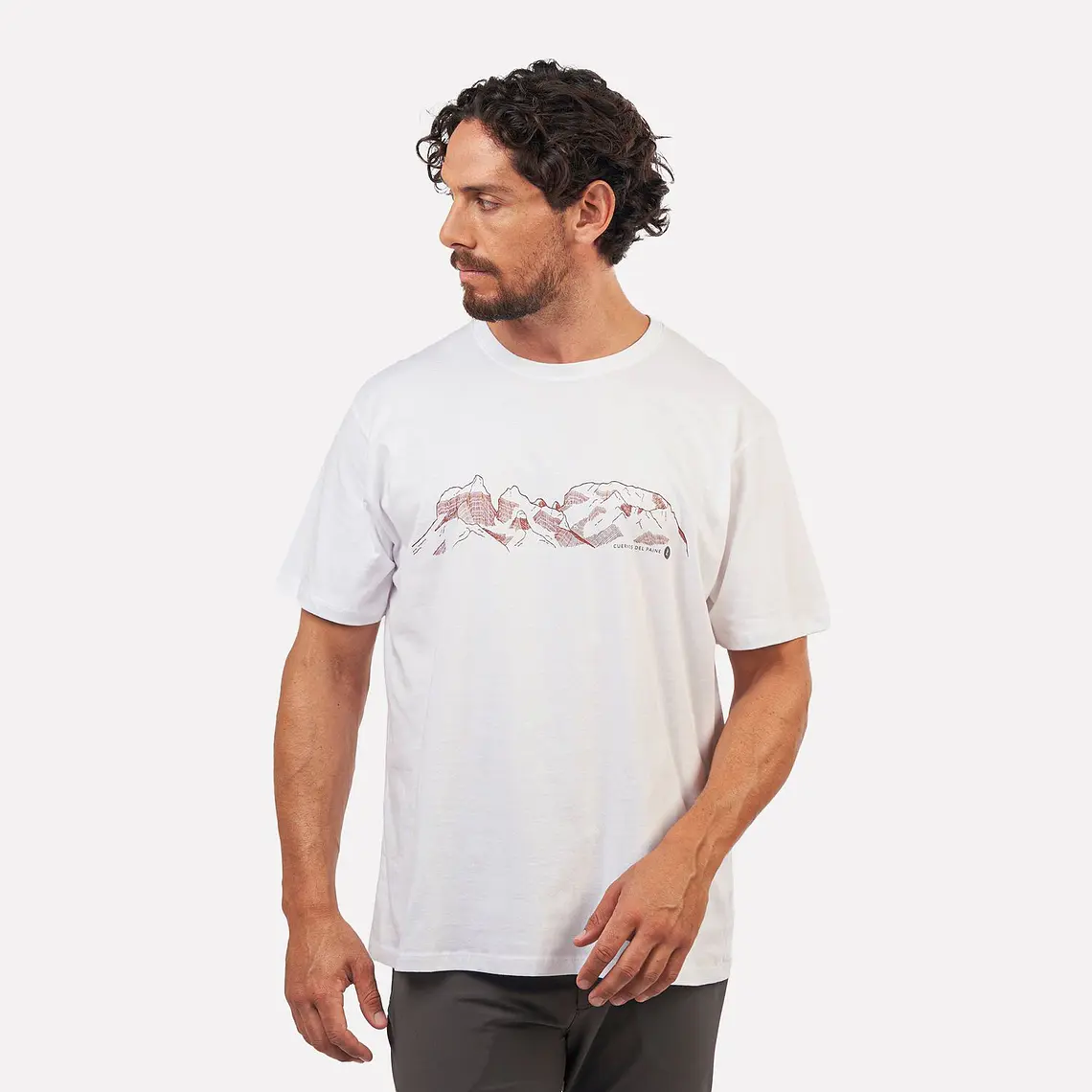 POLERA MANGA CORTA HOMBRE CUERNOS DEL PAINE BLANCO (TALLAS S a XL) - SIN TABLA DE TALLAS 2