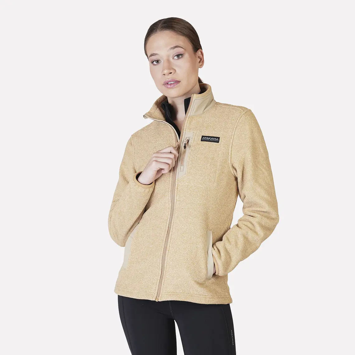 POLAR TEXTURADO FULL ZIP MUJER VENTISQUERO BEIGE (TALLAS XS a XL) 1