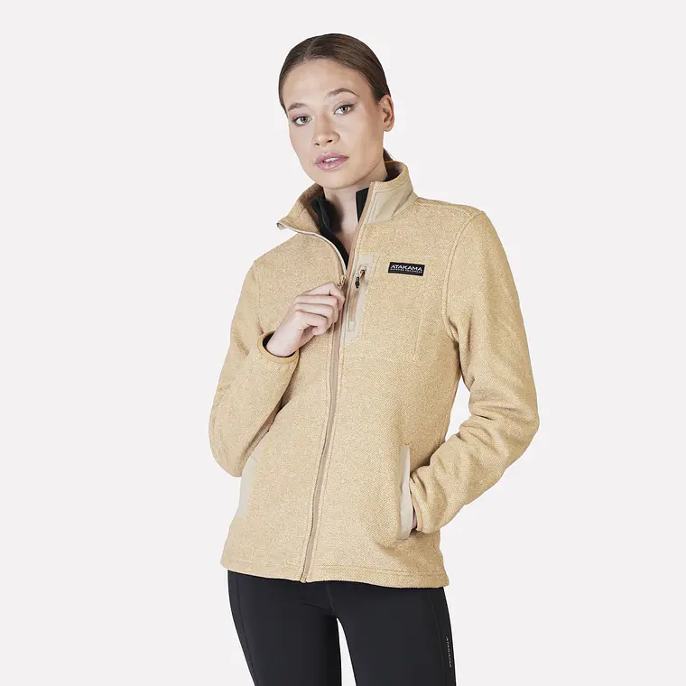 POLAR TEXTURADO FULL ZIP MUJER VENTISQUERO BEIGE (TALLAS XS a XL) 1