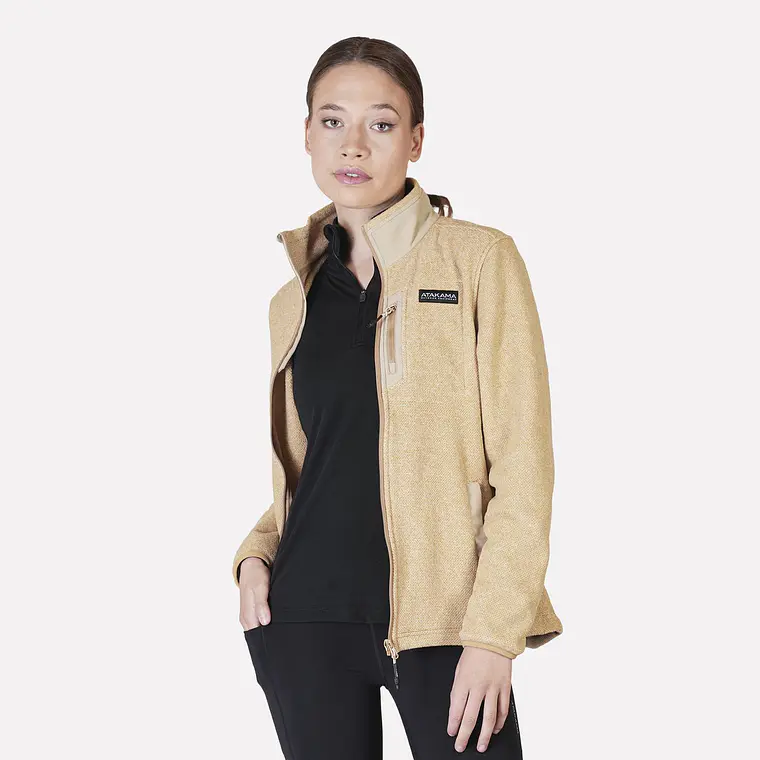 POLAR TEXTURADO FULL ZIP MUJER VENTISQUERO BEIGE (TALLAS XS a XL) 3