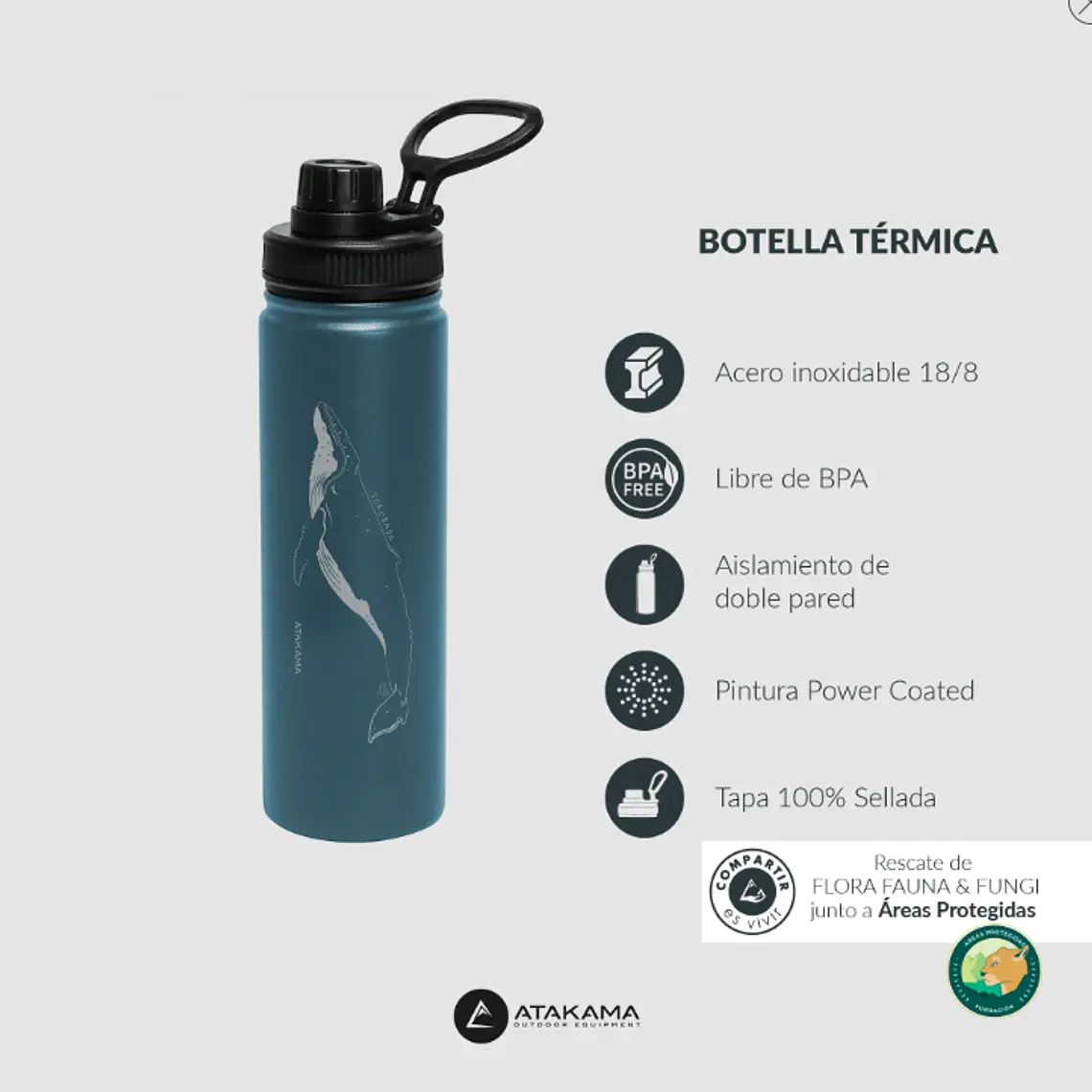 BOTELLA TÉRMICA AZUL BALLENA JOROBADA (690 ML)  5