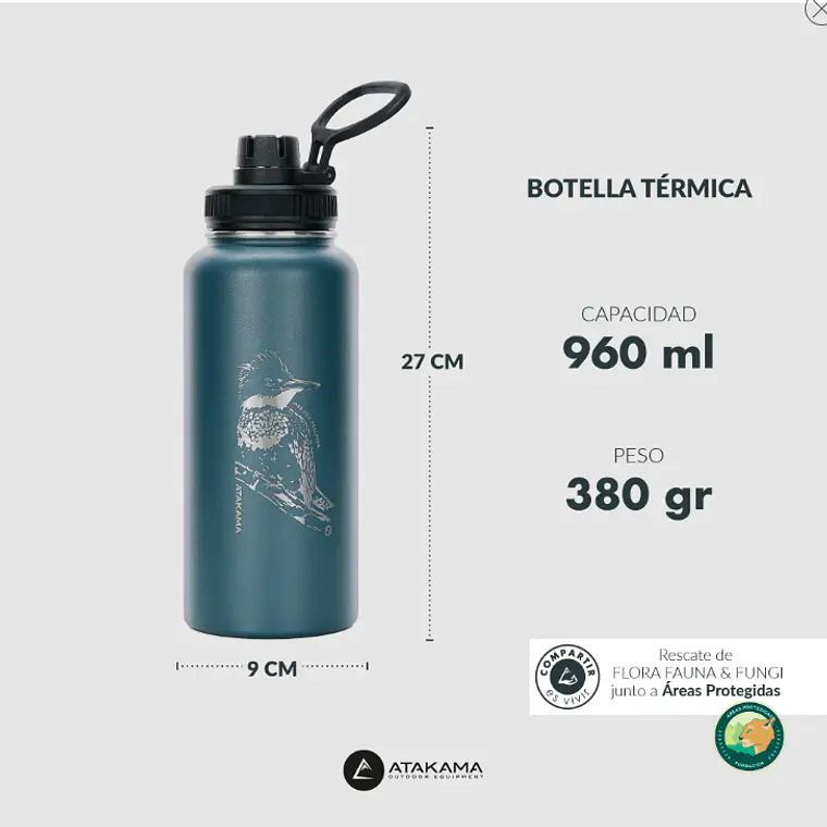 BOTELLA TÉRMICA  AZUL MARTÍN PESCADOR (960 ML) 3