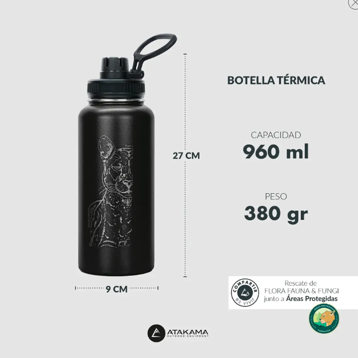 BOTELLA TÉRMICA NEGRO PUMA (960 ML) 3