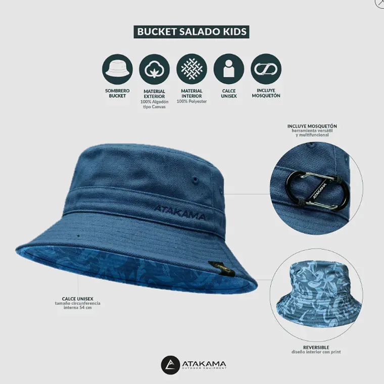 BUCKET NIÑO REVERSIBLE SALADO AZUL (54 CM) 4