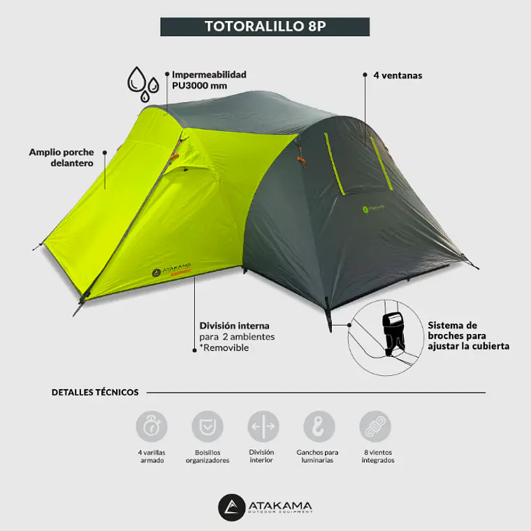CARPA TOTORALILLO VERDE/GRIS (8 PERSONAS) 6