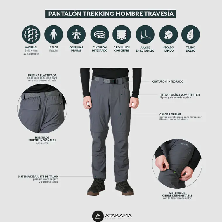 PANTALON DESMONTABLE HOMBRE TRAVESÍA GRIS (TALLAS 30 a 38)  4