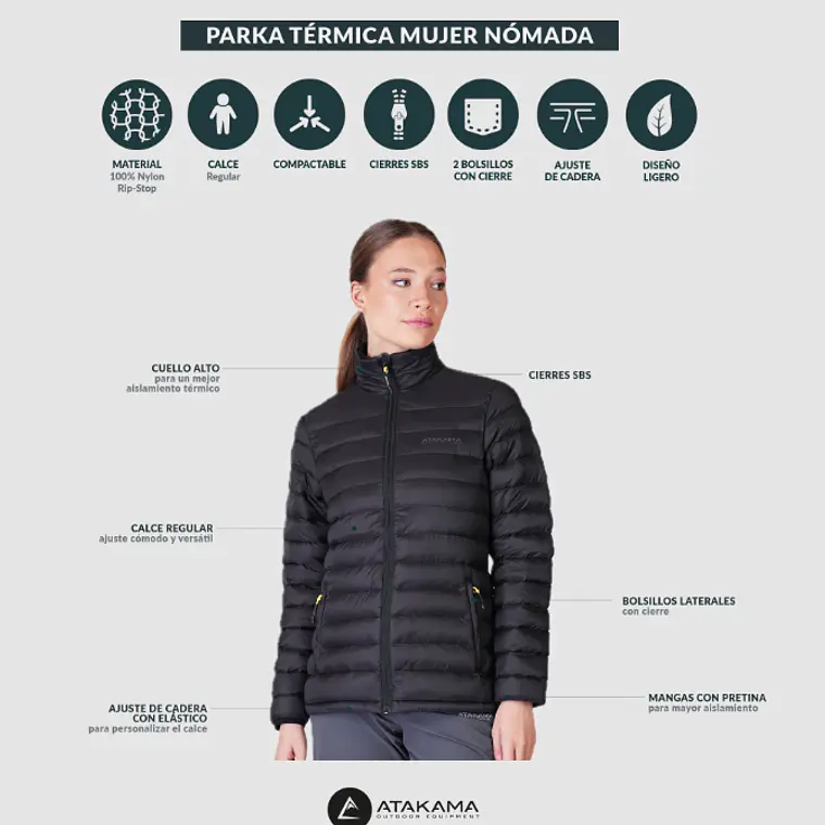 PARKA TERMICA  MUJER NÓMADA NEGRO (TALLAS XS a XL)  4