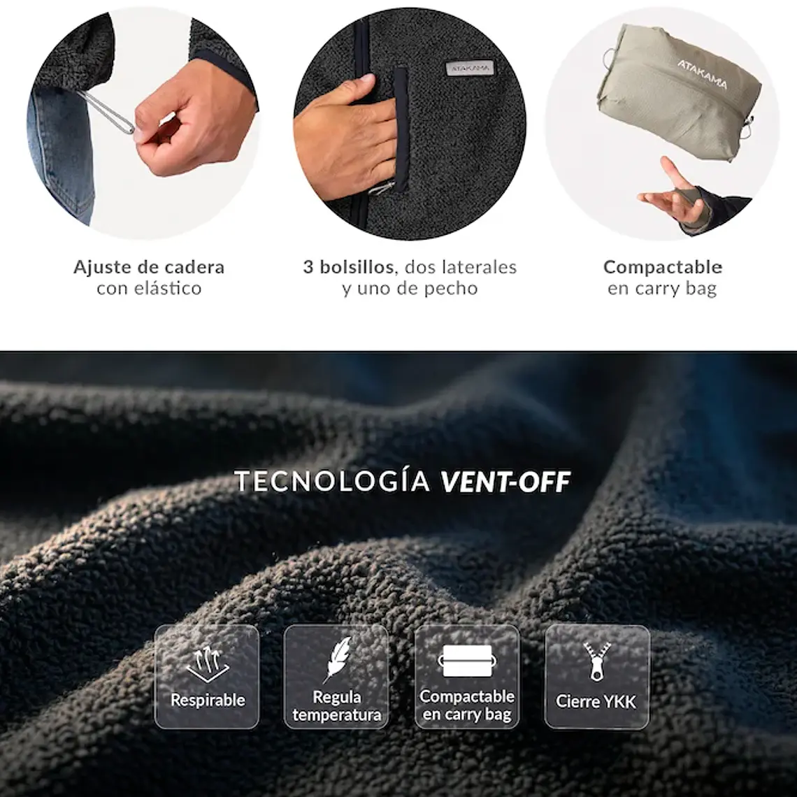 POLAR CORTAVIENTO VENT-OFF HOMBRE PATAGÓN NEGRO (TALLAS S a XXL)  7