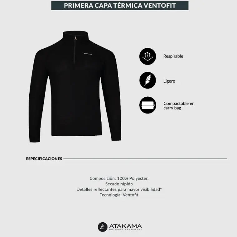 PRIMERA CAPA TÉRMICA HOMBRE VENTOFIT NEGRO (TALLAS S a XL) 6