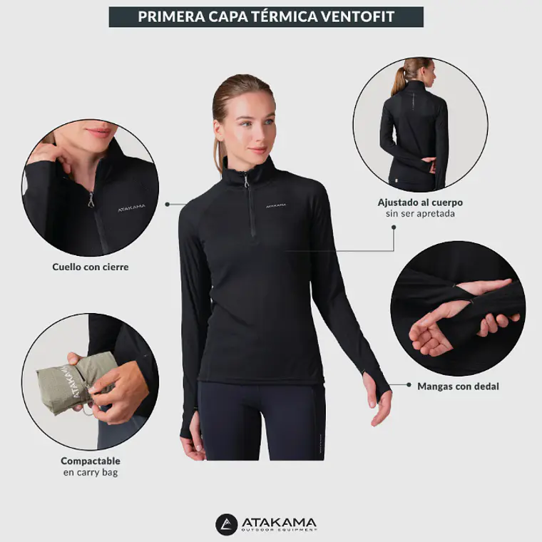PRIMERA CAPA TÉRMICA MUJER VENTOFIT NEGRO (TALLAS XS a XL) 6