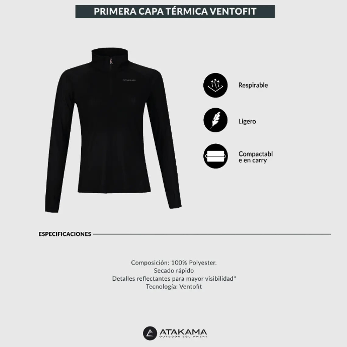 PRIMERA CAPA TÉRMICA MUJER VENTOFIT NEGRO (TALLAS XS a XL) 7