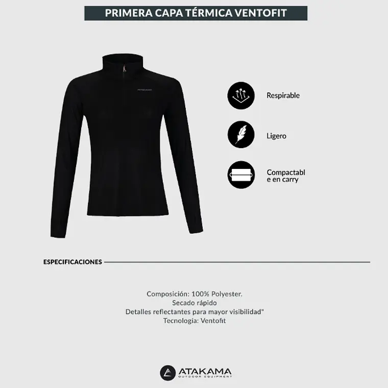 PRIMERA CAPA TÉRMICA MUJER VENTOFIT NEGRO (TALLAS XS a XL) 7