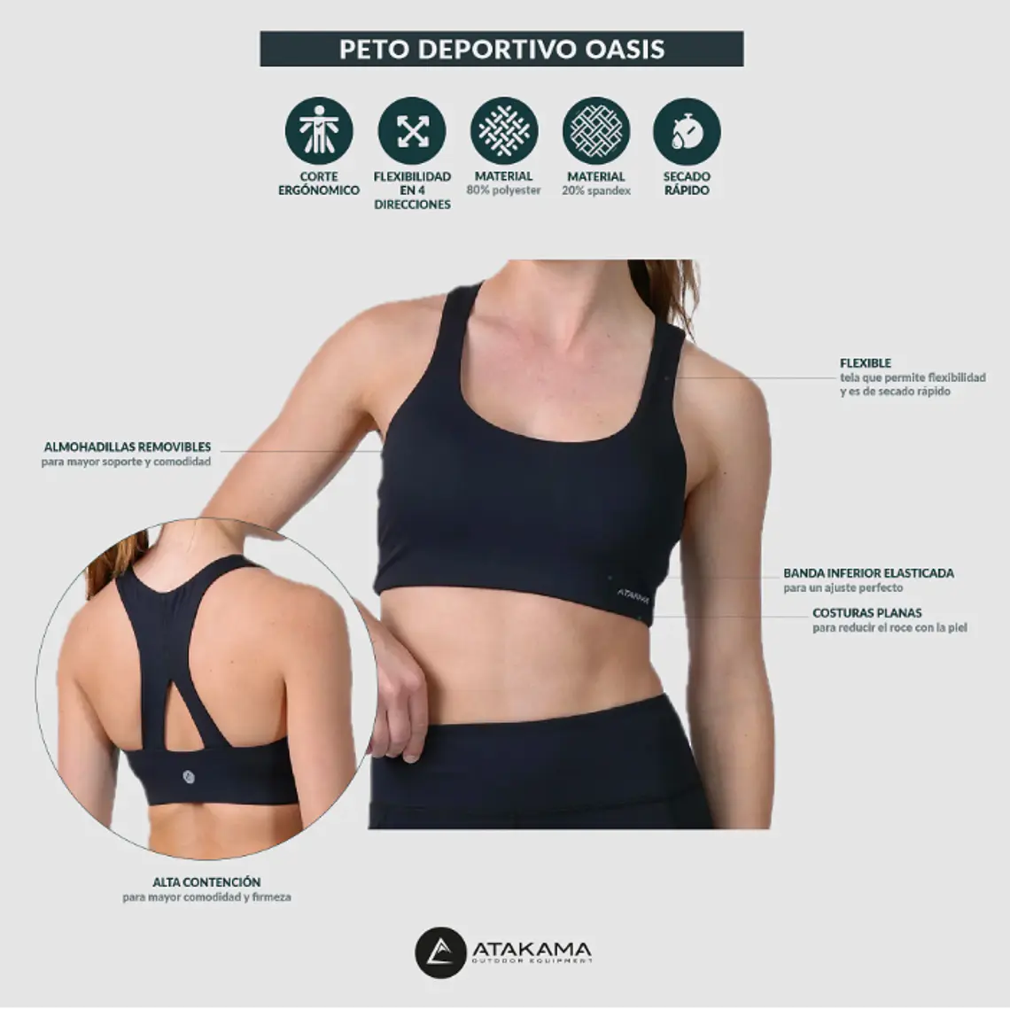 PETO DEPORTIVO MUJER AURA FITFLEX AZUL PETRÓLEO (TALLA XS y M a XL) 5