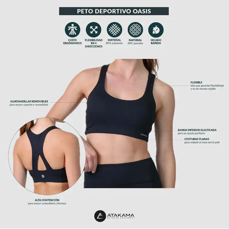 PETO DEPORTIVO MUJER AURA FITFLEX AZUL PETRÓLEO (TALLA XS y M a XL) 5