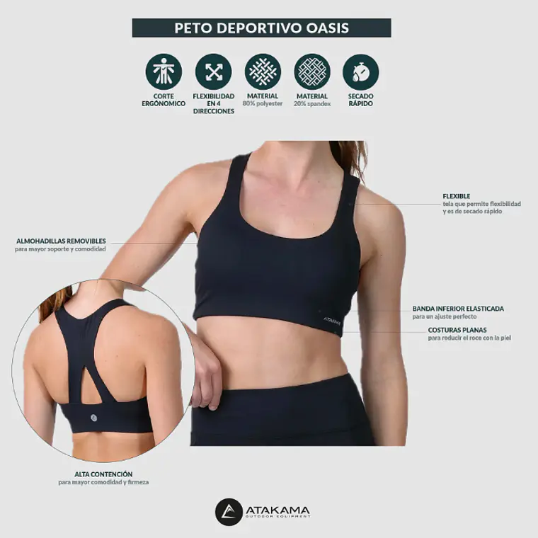 PETO DEPORTIVO MUJER AURA FITFLEX NEGRO (TALLA XS - M y L) 5