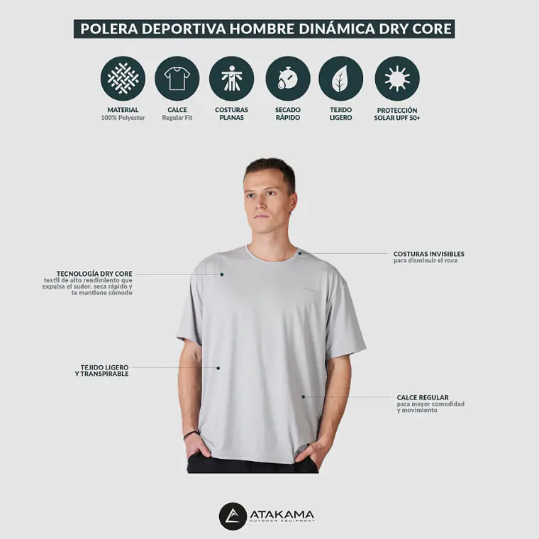 POLERA DEPORTIVA DRY CORE HOMBRE DINÁMICA AZUL (TALLAS S a L)  4