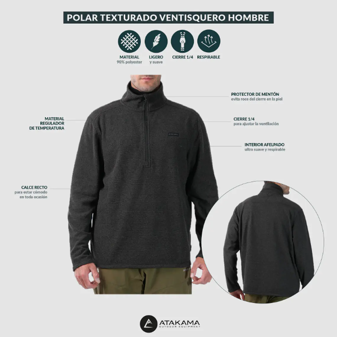 POLAR TEXTURADO HOMBRE VENTISQUERO GRIS (TALLA S) 4