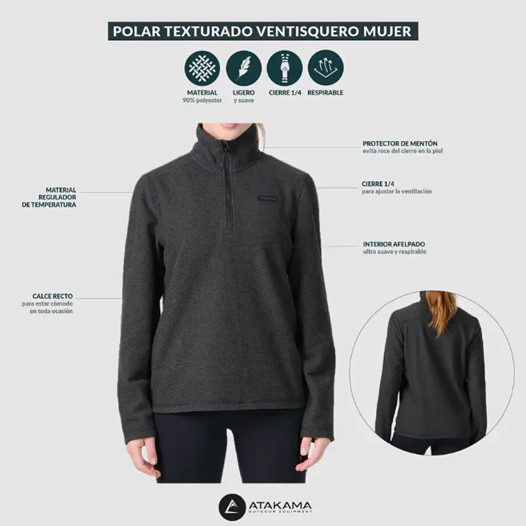 POLAR TEXTURADO MUJER VENTISQUERO GRIS (TALLAS XS a XL) 4
