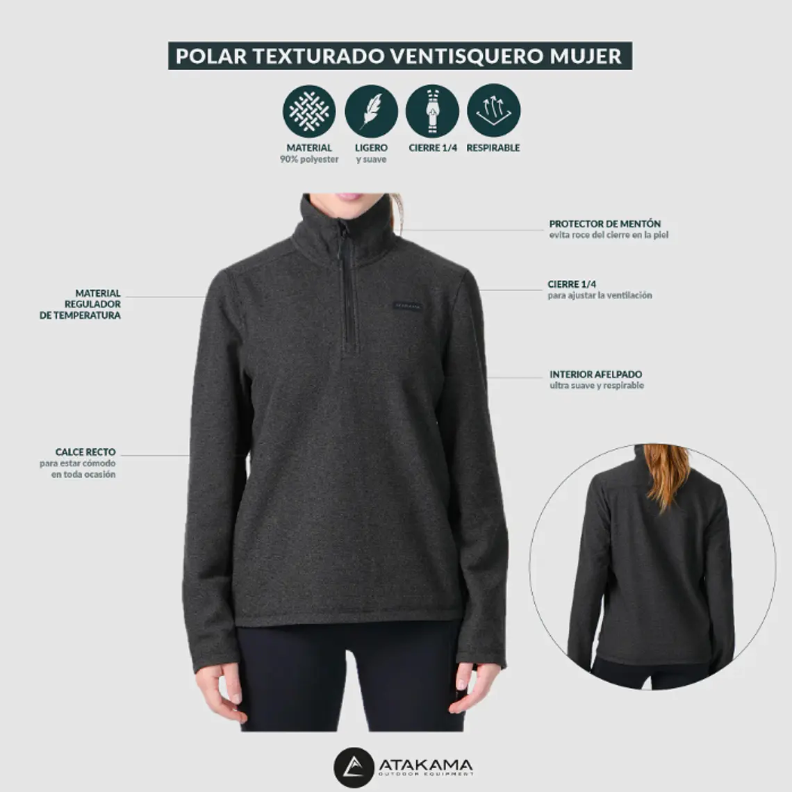 POLAR TEXTURADO MUJER VENTISQUERO BURDEO (TALLAS XS y M a XL) 4