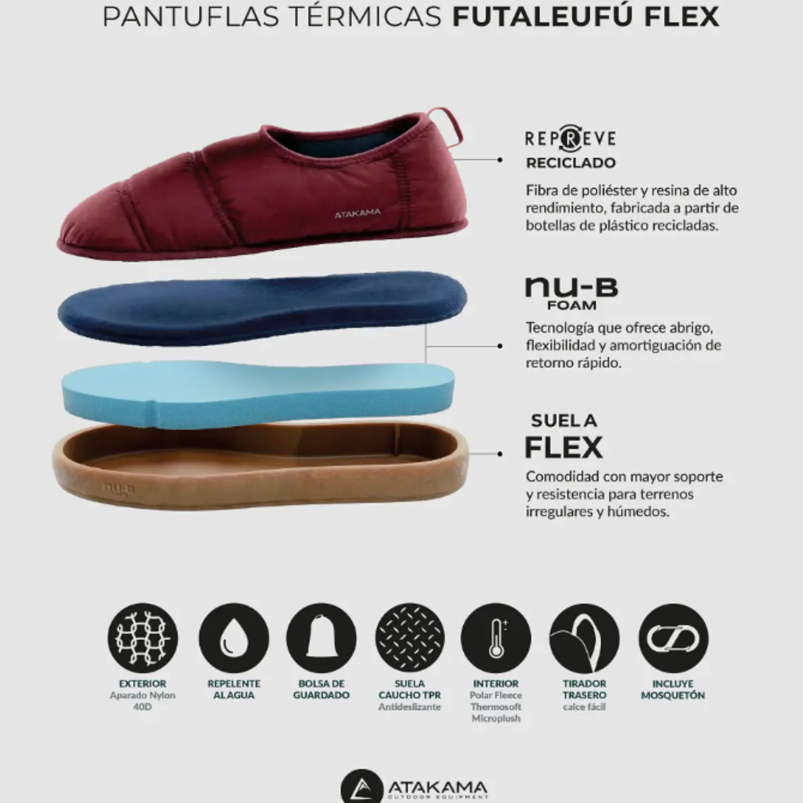 PANTUFLA TÉRMICA FUTALEUFÚ FLEX NU-B AZUL MARINO (TALLA 44/45) 6