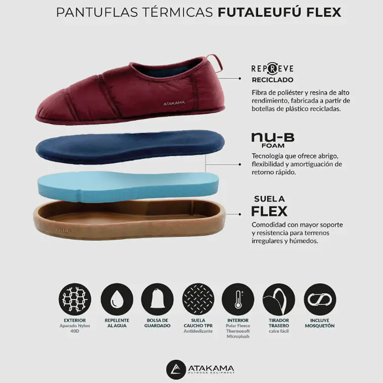 PANTUFLA TÉRMICA FUTALEUFÚ FLEX NU-B BEIGE FLORES (TALLA 40/41) 6