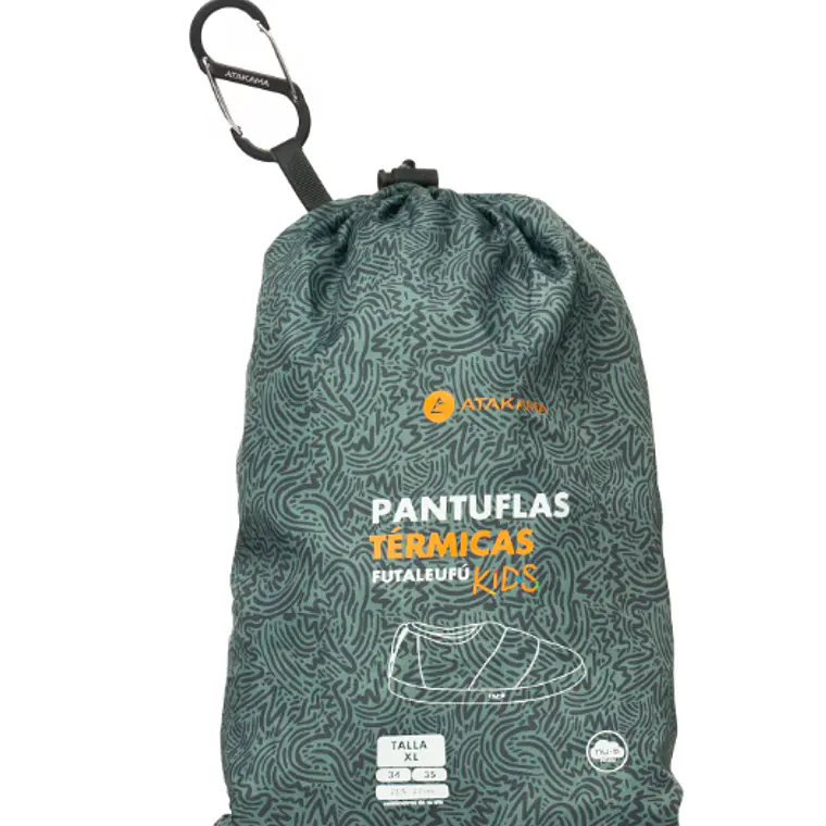 PANTUFLA TÉRMICAS FUTALEUFÚ NIÑOS SOFT NU-B FOAM VERDE GRIS PRINT (TALLA M) 5