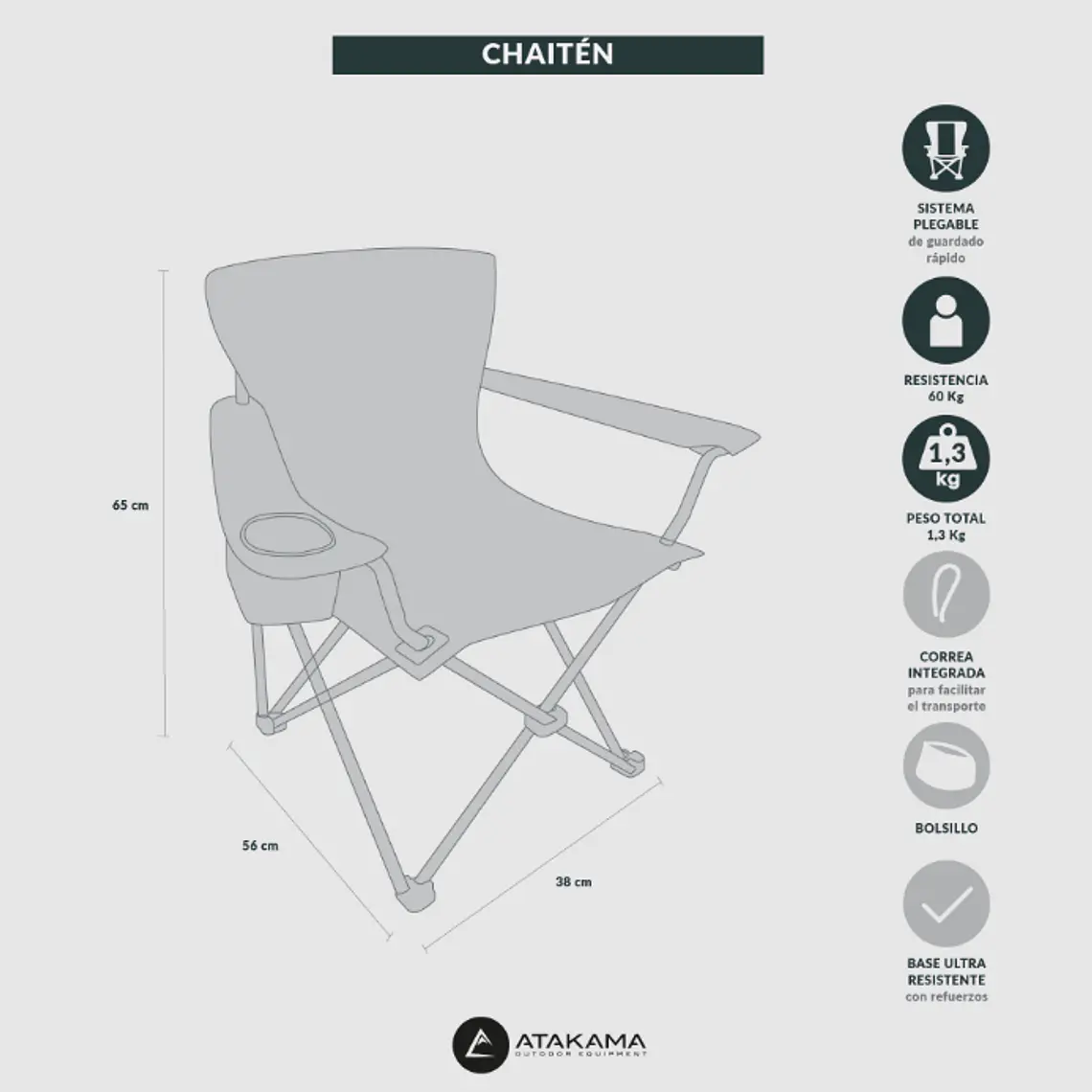 SILLA DE CAMPING NIÑOS CHAITÉN GRIS/AMARILLO 7